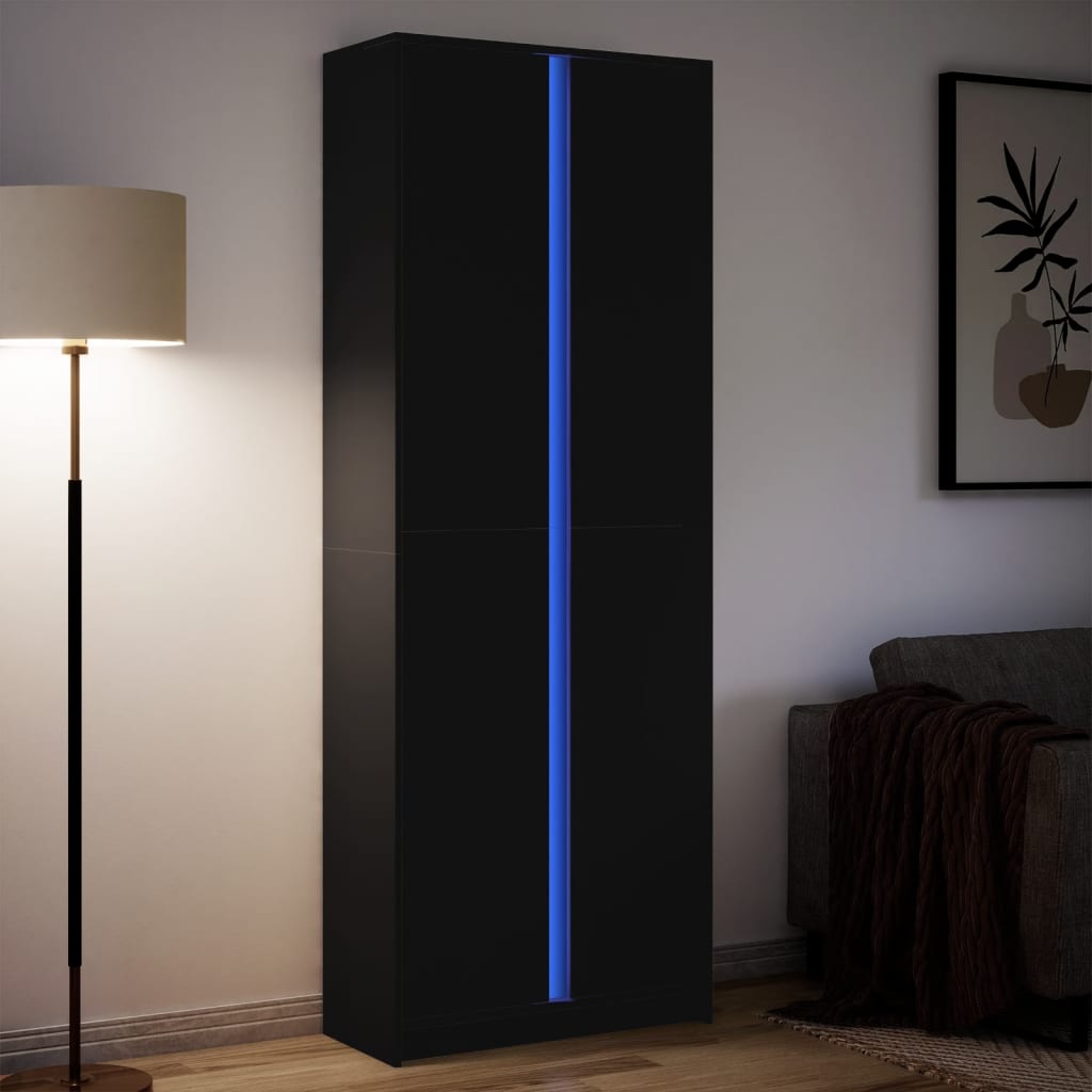Hoge Kast Met Led 41,5X32,5X200 Cm Bewerkt Hout Bruin Eiken