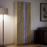 Hoge Kast Met Led 41,5X32,5X200 Cm Bewerkt Hout Bruin Eiken