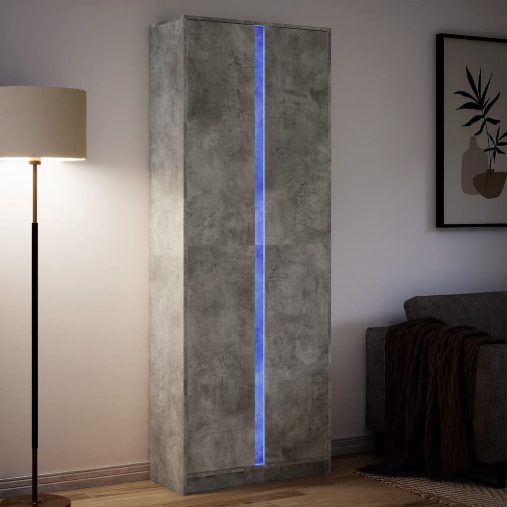 Hoge Kast Met Led 41,5X32,5X200 Cm Bewerkt Hout Bruin Eiken