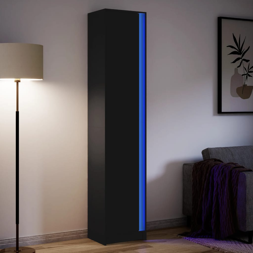 Hoge Kast Met Led 41,5X32,5X200 Cm Bewerkt Hout Bruin Eiken