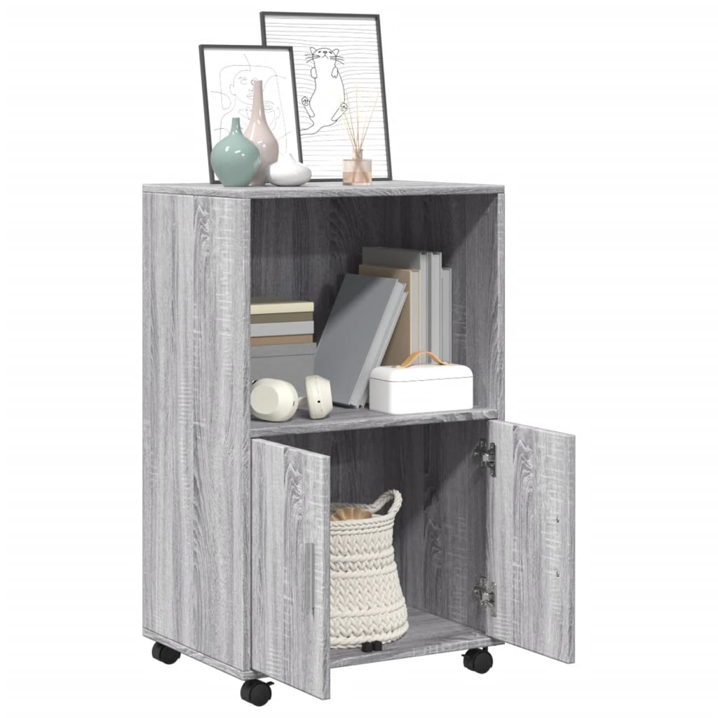 Rolkast 55X40X91 Cm Bewerkt Hout Eikenkleurig