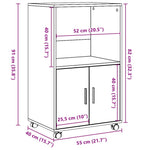 Rolkast 55X40X91 Cm Bewerkt Hout Eikenkleurig
