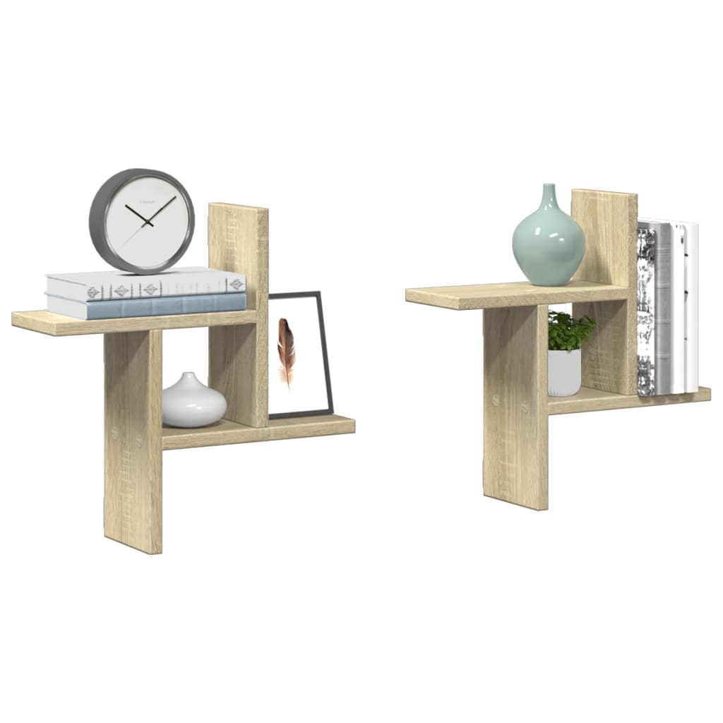 Wandschappen 2 St Bewerkt Hout Kleurig