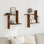 Wandschappen 2 St Bewerkt Hout Kleurig