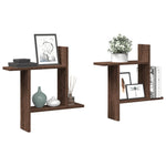 Wandschappen 2 St Bewerkt Hout Kleurig