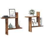 Wandschappen 2 St Bewerkt Hout Kleurig