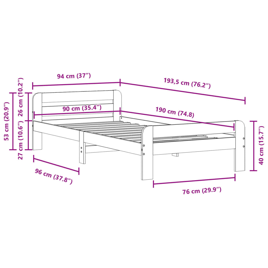Bedframe Zonder Matras Massief Grenenhout