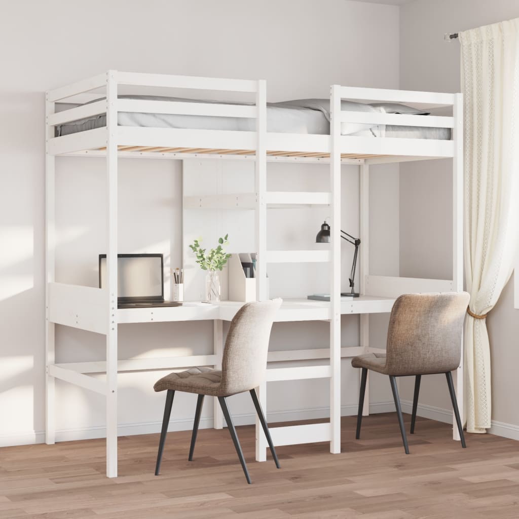 Hoogslaper Met Bureau En Schappen Grenenhout 90X200Cm
