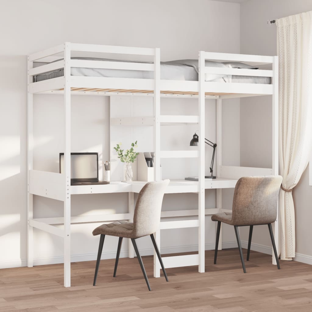 Hoogslaper Met Bureau En Schappen Grenenhout 90X200Cm