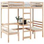 Hoogslaper Met Bureau En Stoelen Massief Grenenhout 90X200Cm
