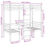 Hoogslaper Met Bureau En Stoelen Massief Grenenhout 90X200Cm