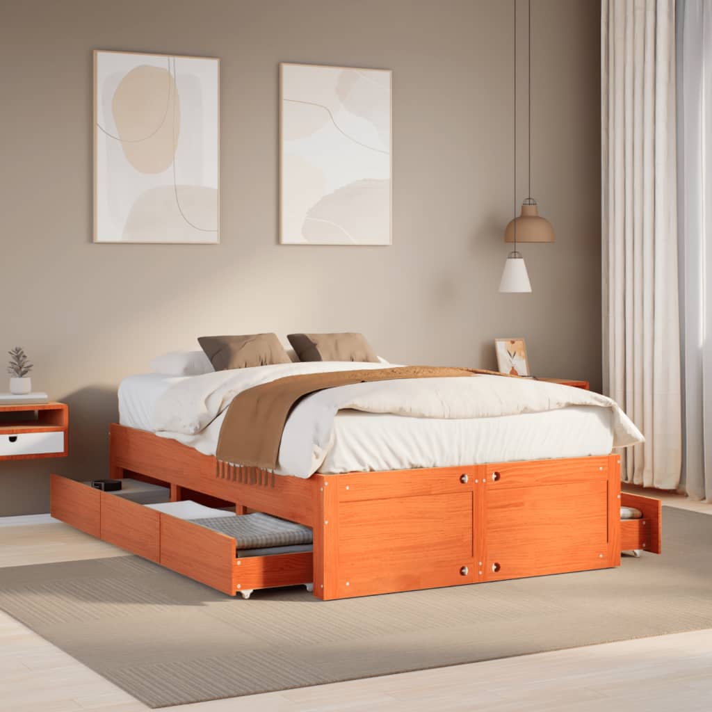Bedframe Zonder Matras Met Lades Grenenhout