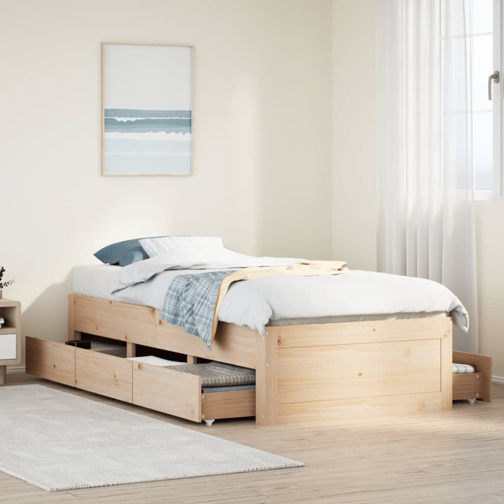 Bedframe Zonder Matras Met Lades Grenenhout