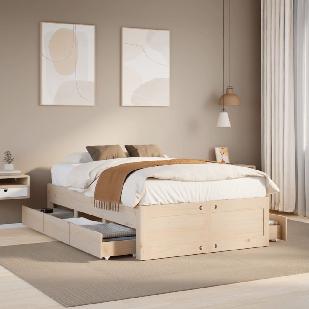 Bedframe Zonder Matras Met Lades Grenenhout