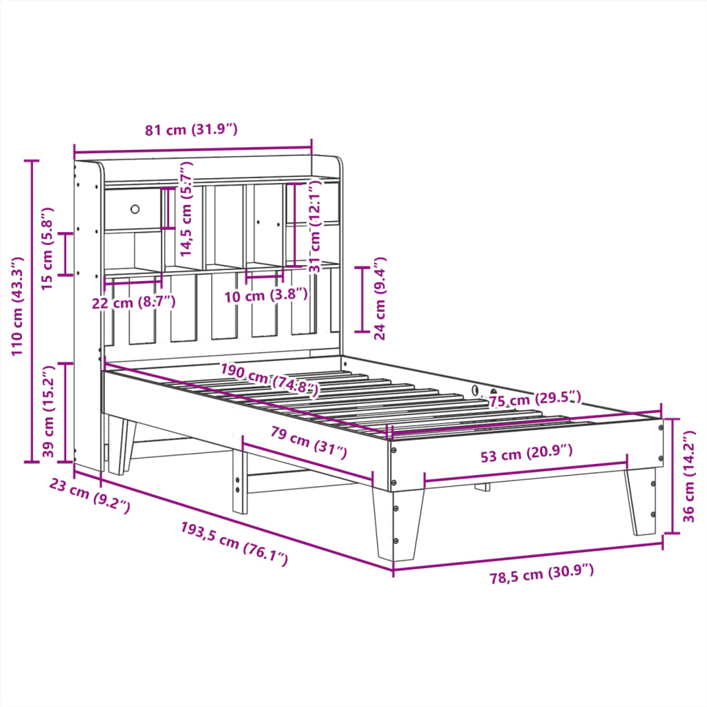 Bedframe Zonder Matras Massief Grenenhout