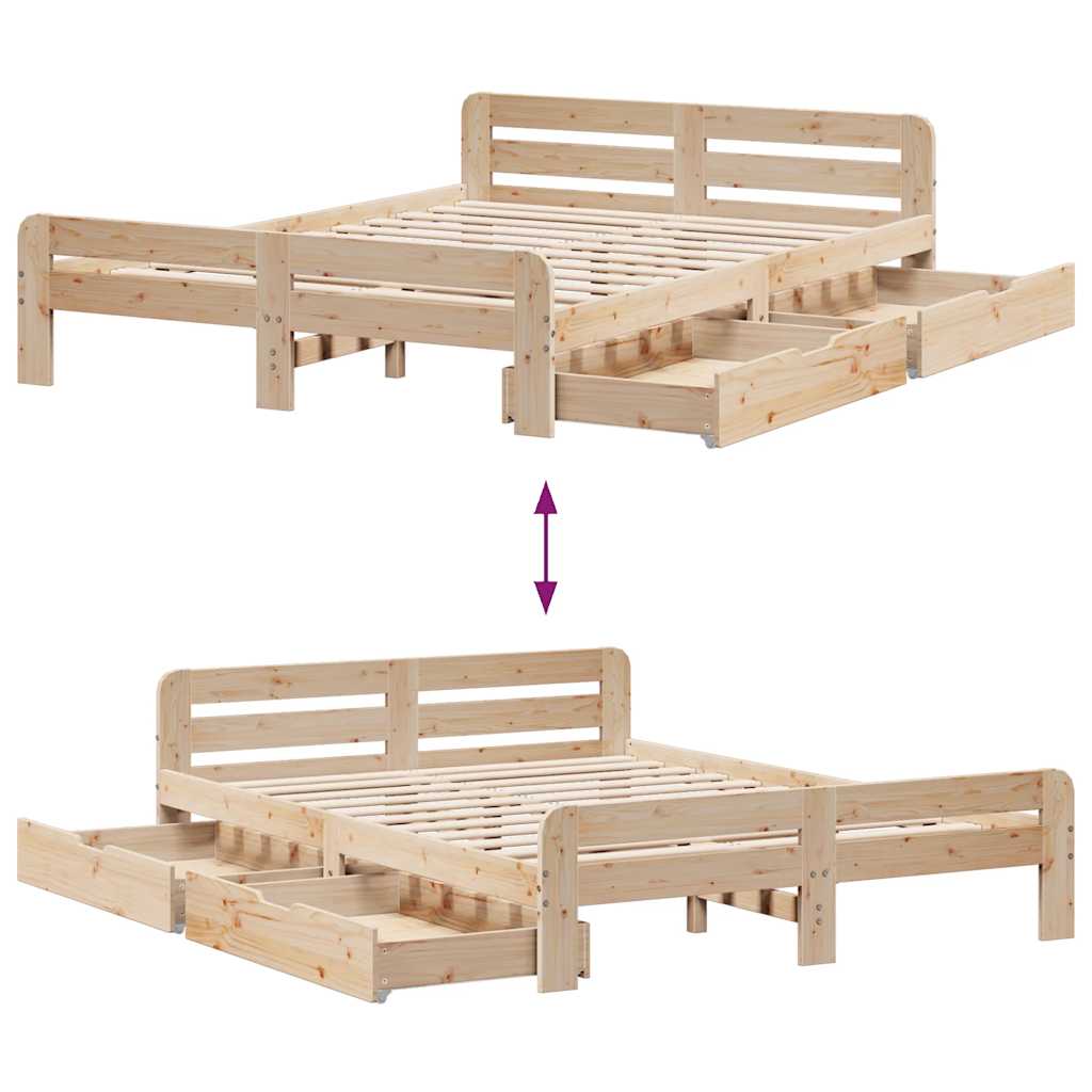 Bedframe Zonder Matras Massief Grenenhout