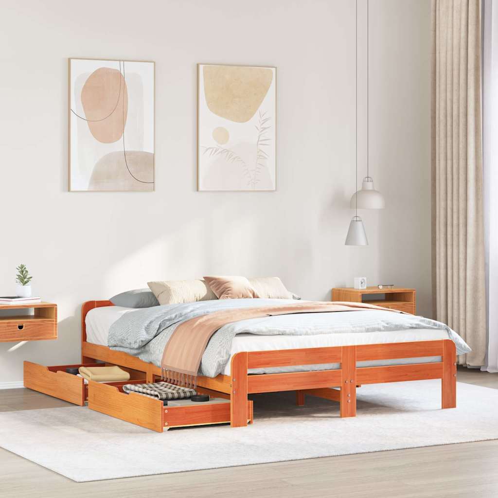 Bedframe Zonder Matras Massief Grenenhout
