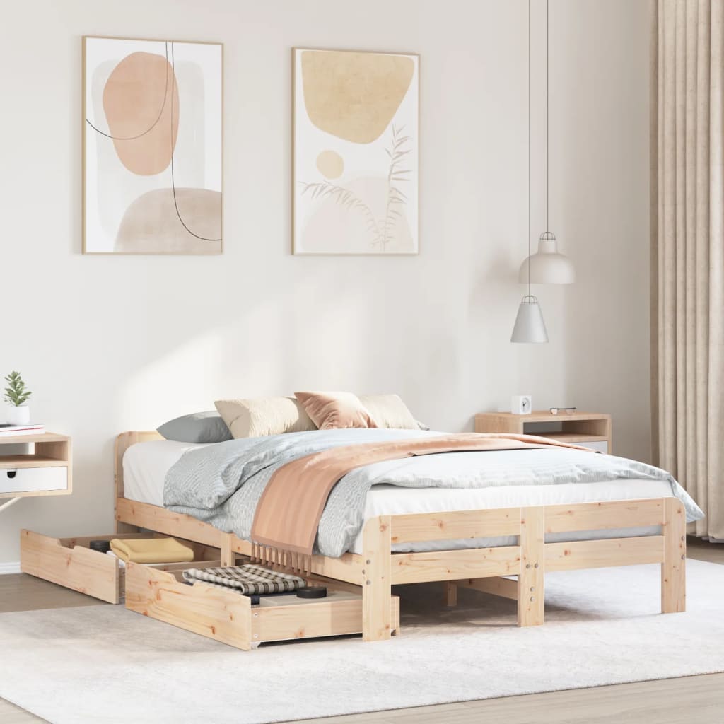 Bedframe Zonder Matras Massief Grenenhout