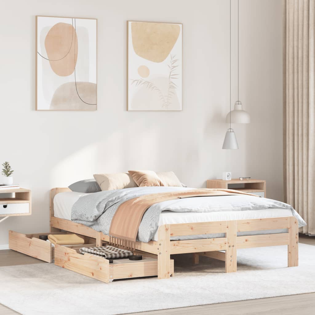 Bedframe Zonder Matras Massief Grenenhout