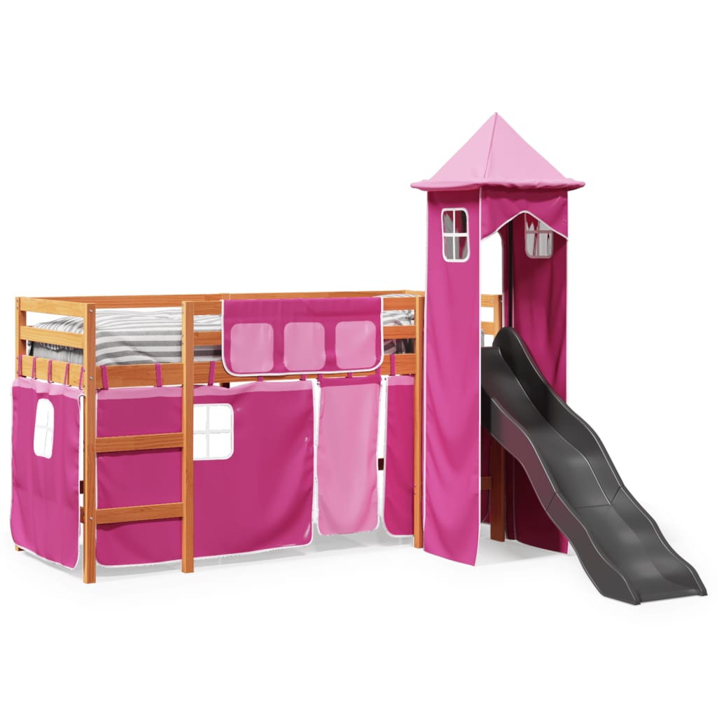 Kinderhoogslaper Met Toren Massief Grenenhout