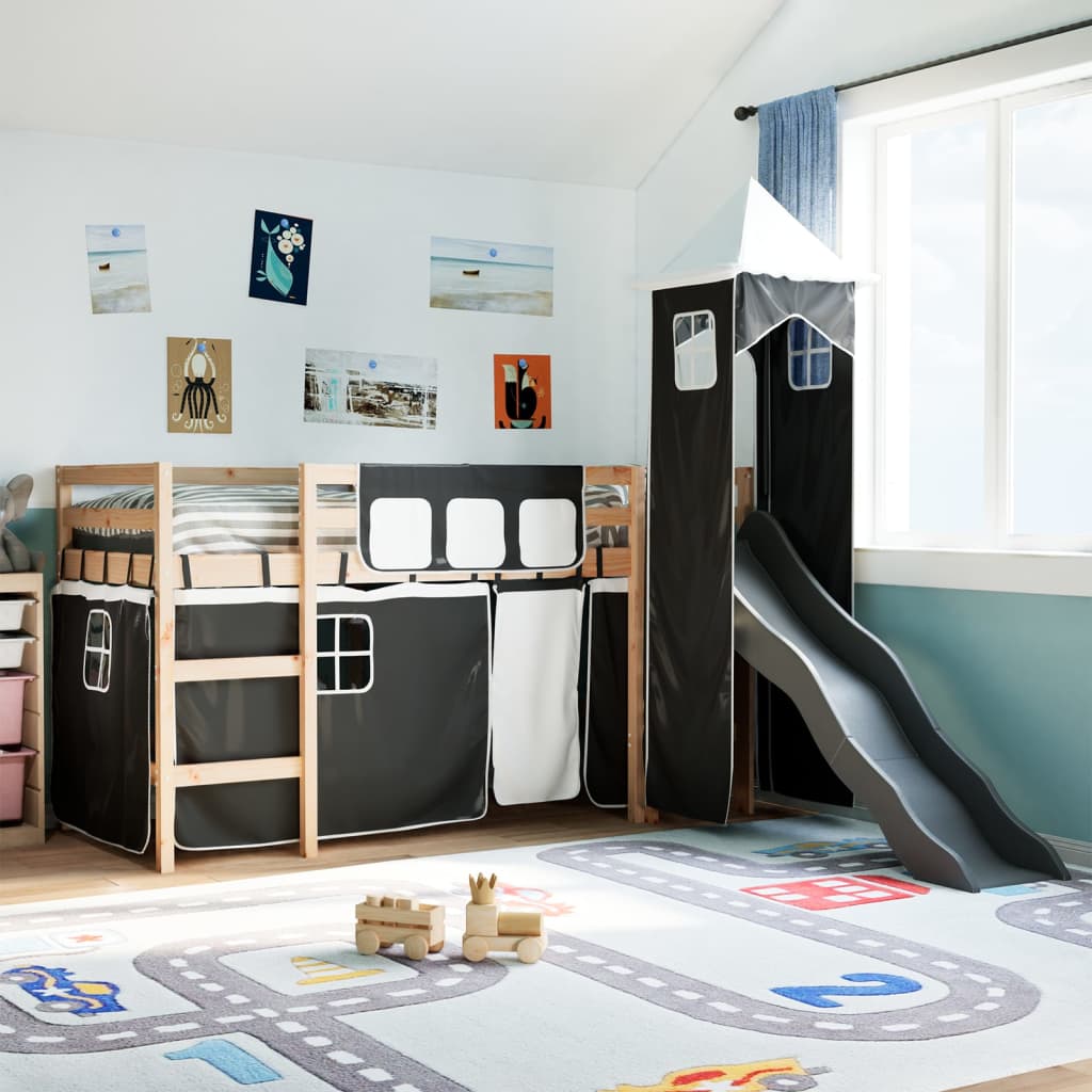 Kinderhoogslaper Met Toren Massief Grenenhout