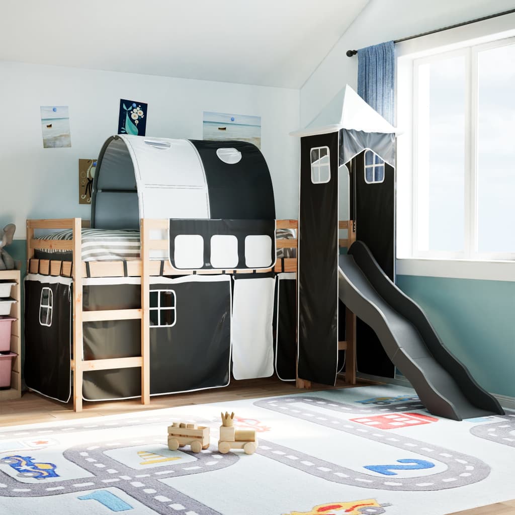 Kinderhoogslaper Met Toren Massief Grenenhout