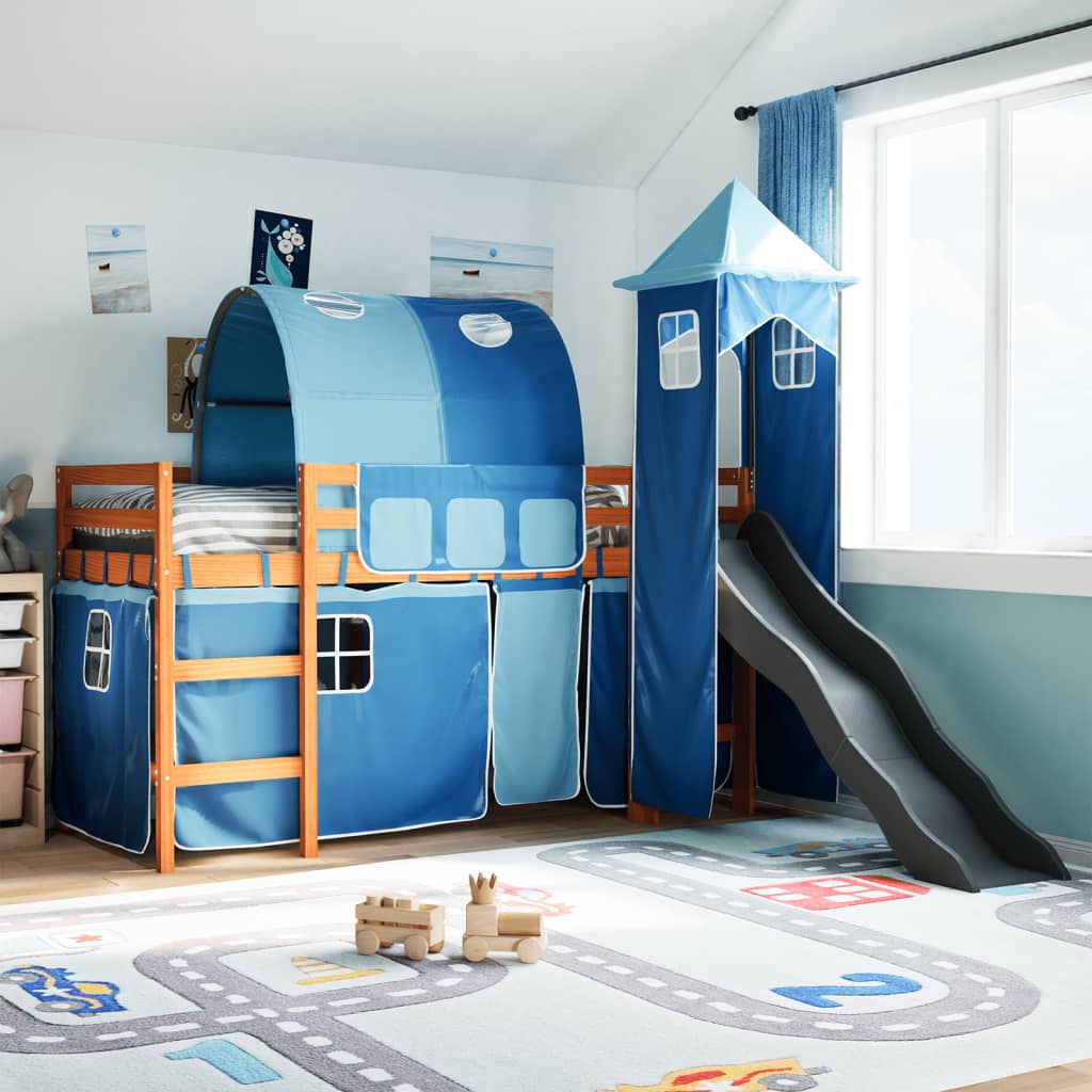 Kinderhoogslaper Met Toren Massief Grenenhout