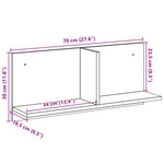 Wandkast 70X16,5X30 Cm Bewerkt Hout