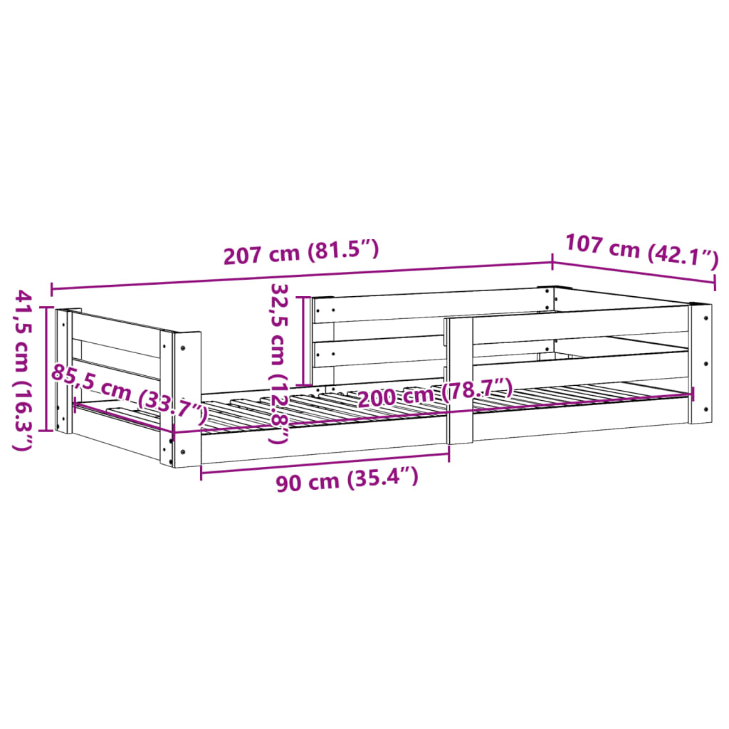 Bedframe Zonder Matras Massief Grenenhout