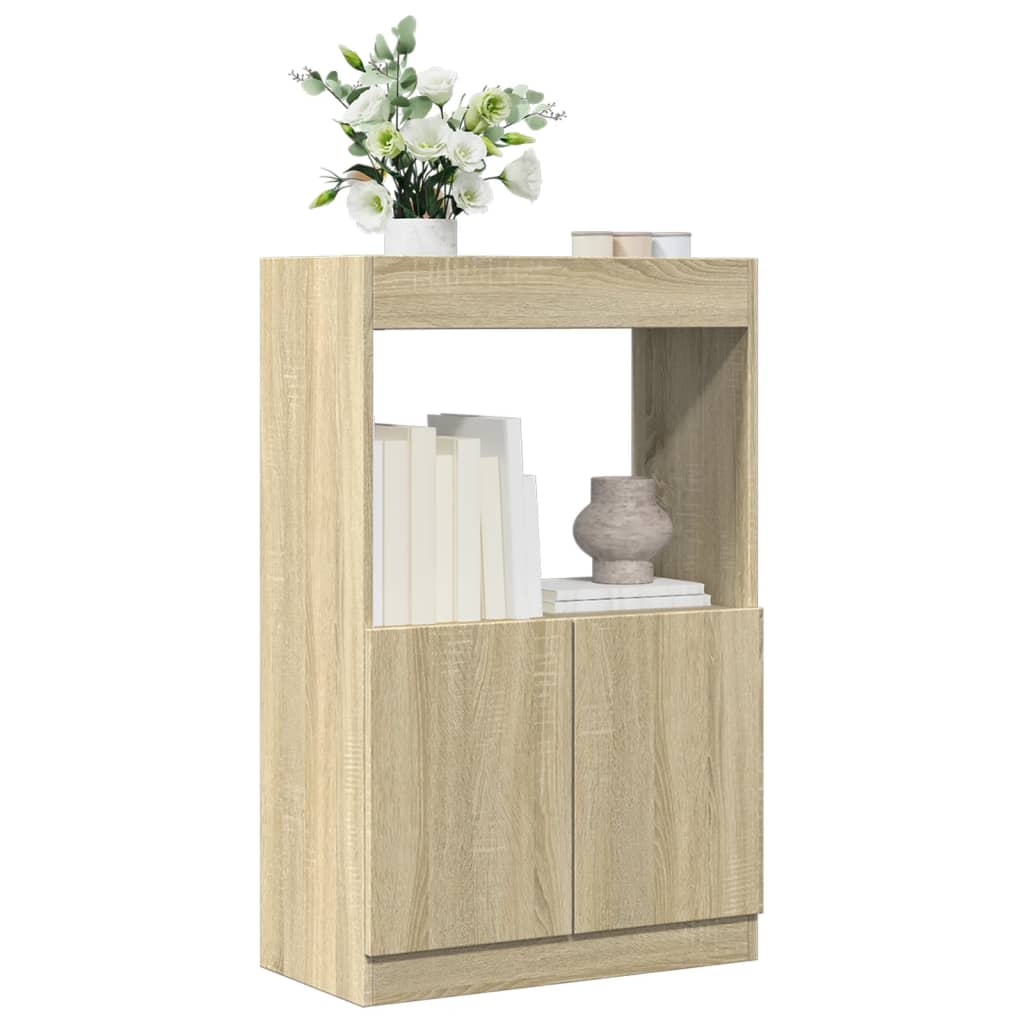 Hoge Kast 92X33X Bewerkt Hout Kleurig Sonoma Eiken