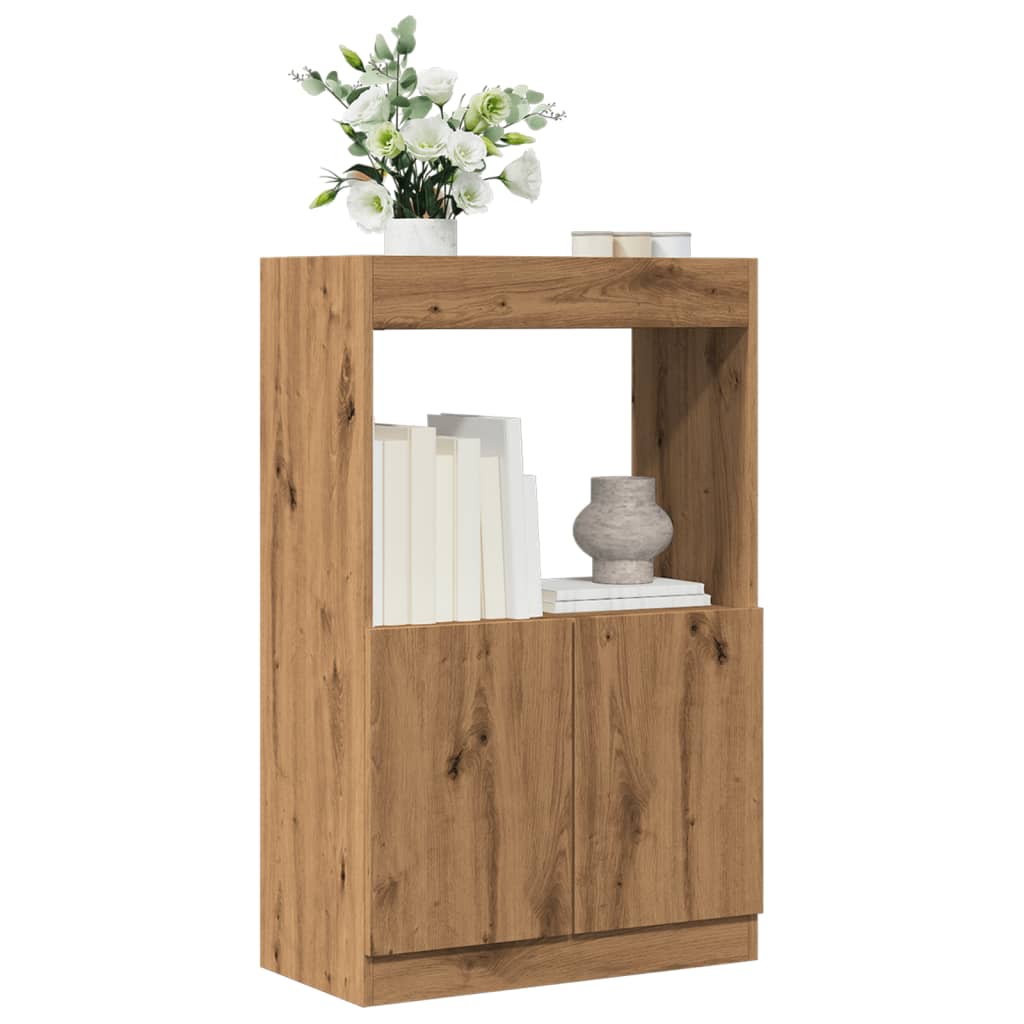 Hoge Kast 92X33X Bewerkt Hout Artisanaal Kleur Eiken