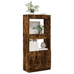 Hoge Kast 92X33X Bewerkt Hout Kleurig Gerookt Eiken