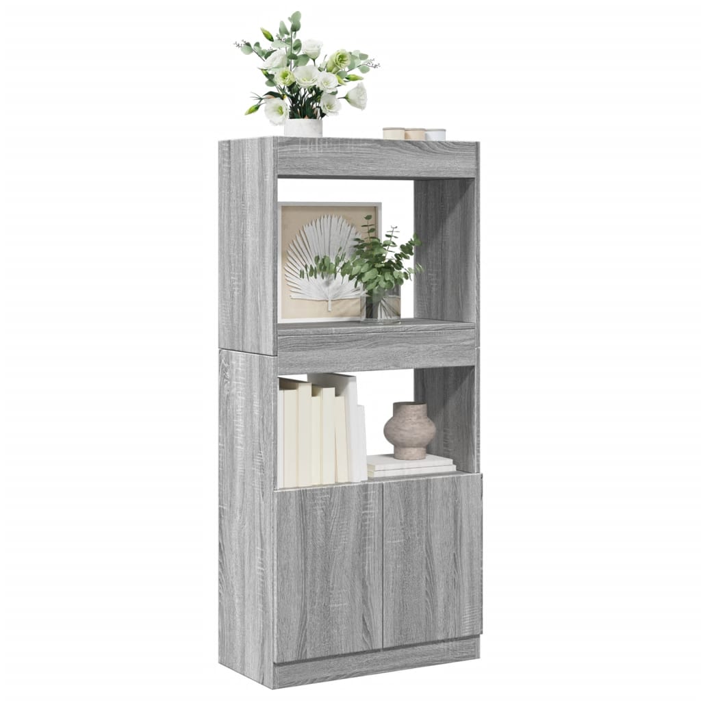 Hoge Kast 92X33X Bewerkt Hout Eikenkleurig Grijs Sonoma