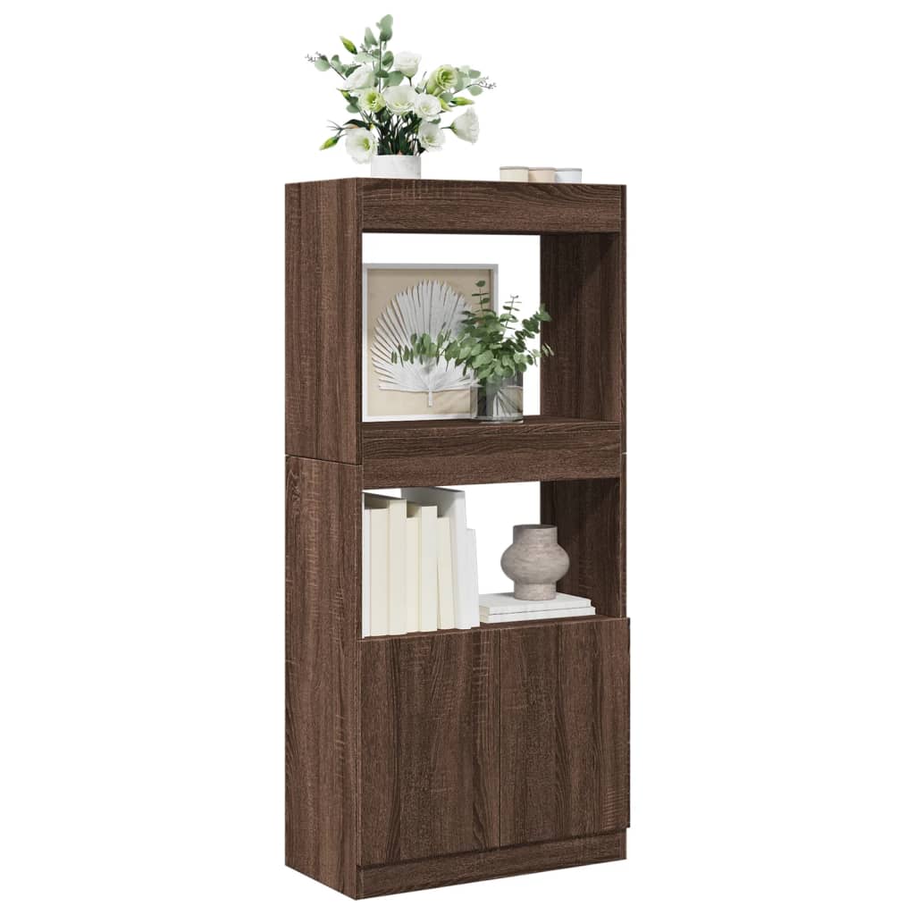 Hoge Kast 92X33X Bewerkt Hout Bruin Eikenkleur