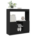Hoge Kast 92X33X Bewerkt Hout Zwart