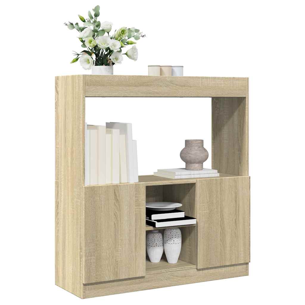 Hoge Kast 92X33X Bewerkt Hout Kleurig Sonoma Eiken