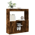 Hoge Kast 92X33X Bewerkt Hout Kleurig Gerookt Eiken
