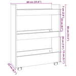 Opbergtrolley Smal 3-Laags Bewerkt Hout