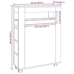 Badkamerkast Smal Met Wielen Bewerkt Hout Eiken