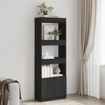 Hoge Kast 92X33X Bewerkt Hout Zwart