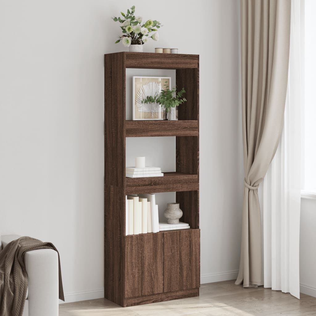 Hoge Kast 92X33X Bewerkt Hout Bruin Eikenkleur