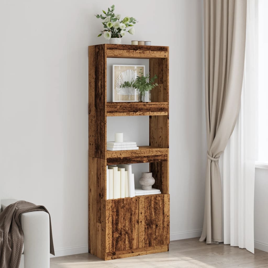 Hoge Kast 92X33X Bewerkt Hout Kleurig Oud Hout