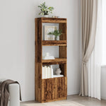 Hoge Kast 92X33X Bewerkt Hout Kleurig Oud Hout
