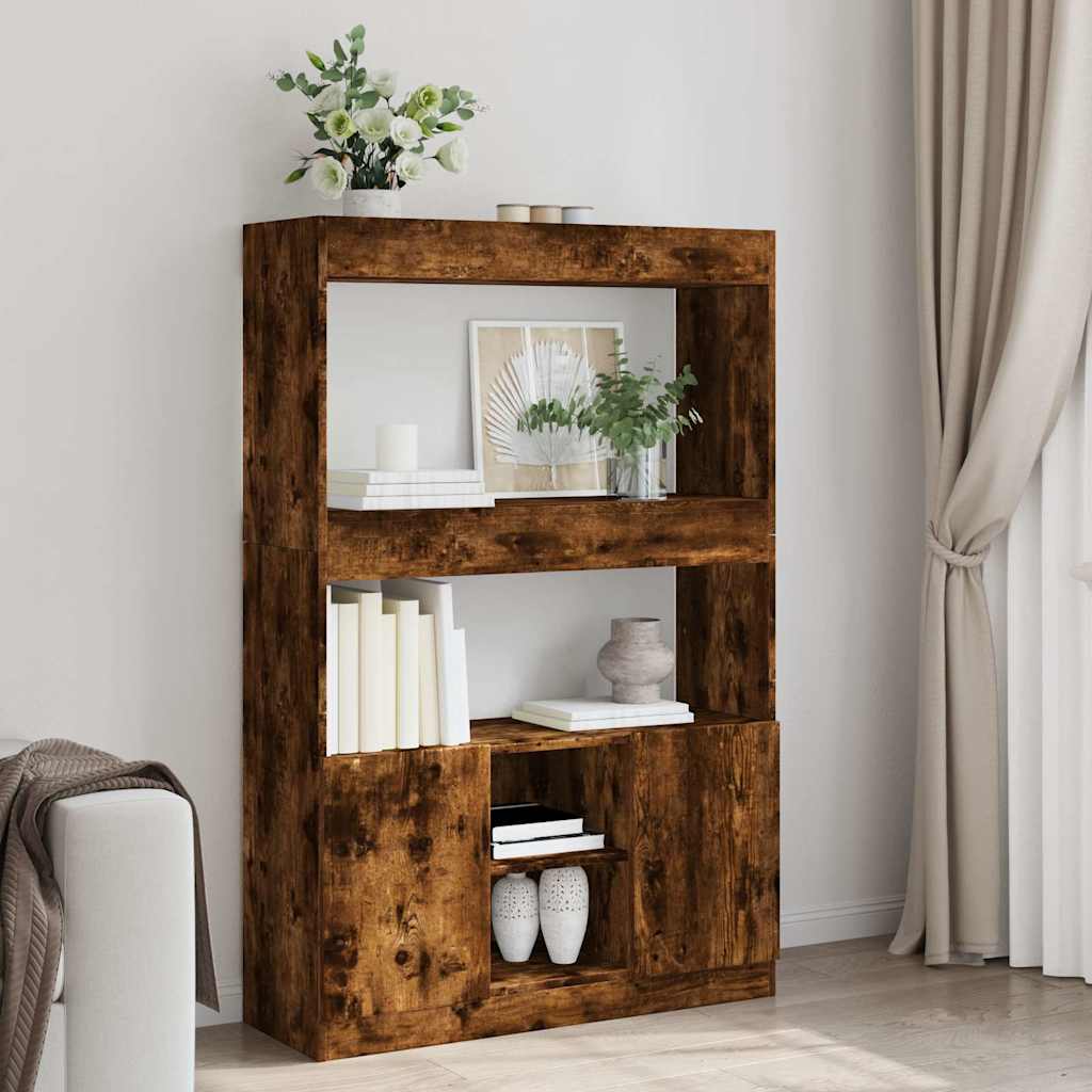 Hoge Kast 92X33X Bewerkt Hout Kleurig Gerookt Eiken