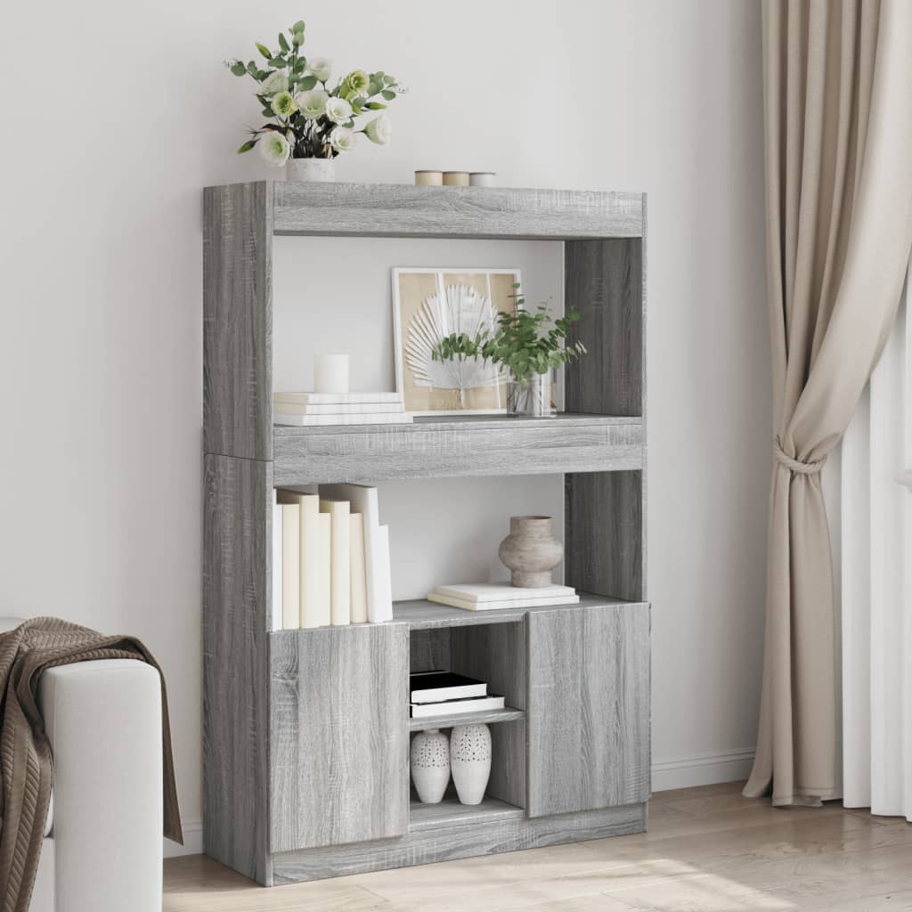 Hoge Kast 92X33X Bewerkt Hout Eikenkleurig Grijs Sonoma