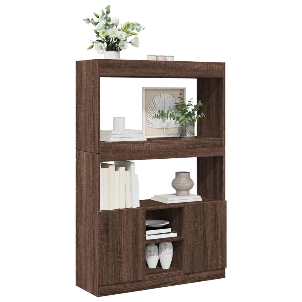 Hoge Kast 92X33X Bewerkt Hout Bruin Eikenkleur