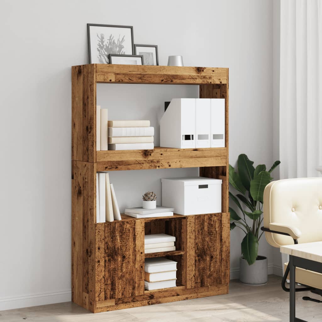 Hoge Kast 92X33X Bewerkt Hout Kleurig Oud Hout