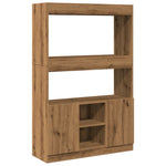 Hoge Kast 92X33X Bewerkt Hout Artisanaal Kleur Eiken