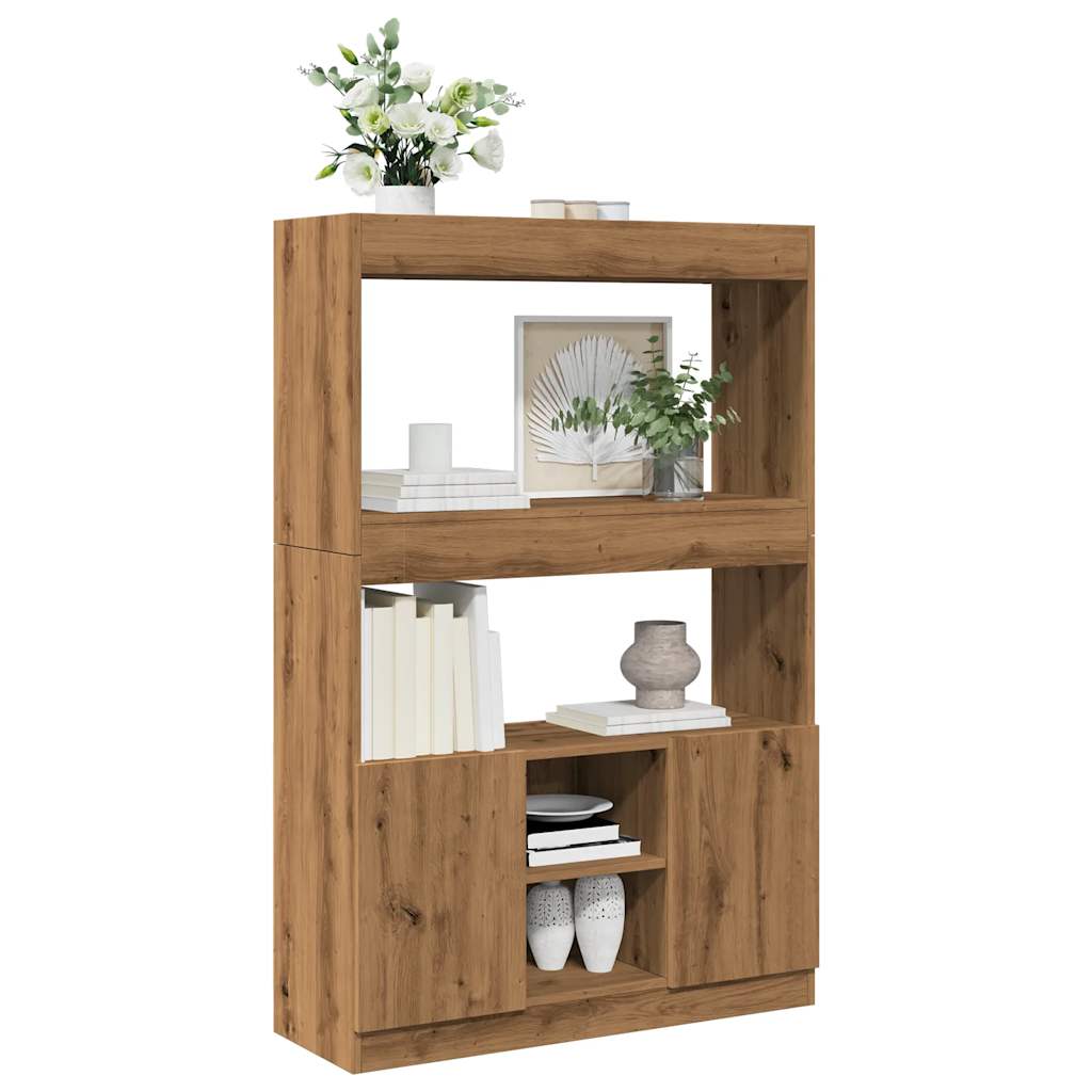 Hoge Kast 92X33X Bewerkt Hout Artisanaal Kleur Eiken