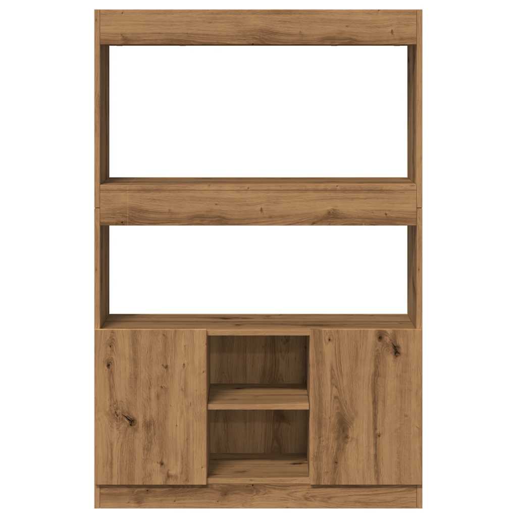 Hoge Kast 92X33X Bewerkt Hout Artisanaal Kleur Eiken